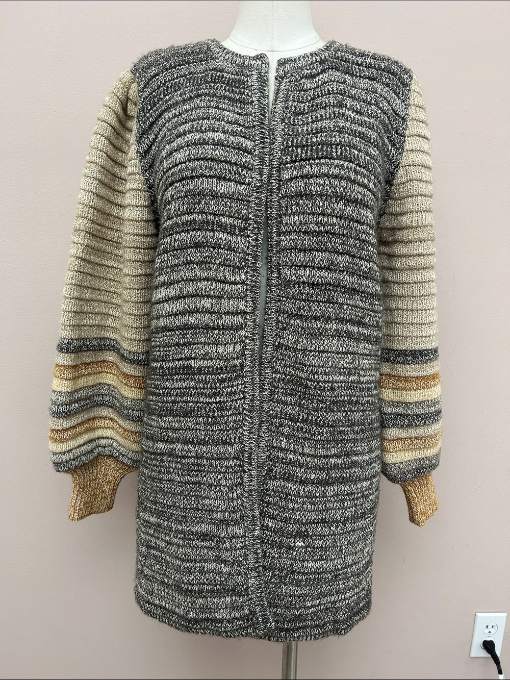 VTG 1980s Bonnie and Bill open front silk mohair blend balloon sleeve cardigan S